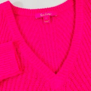 Lilly Pulitzer Kasmina V-Neck Sweater Pink Isle Women's Size Large